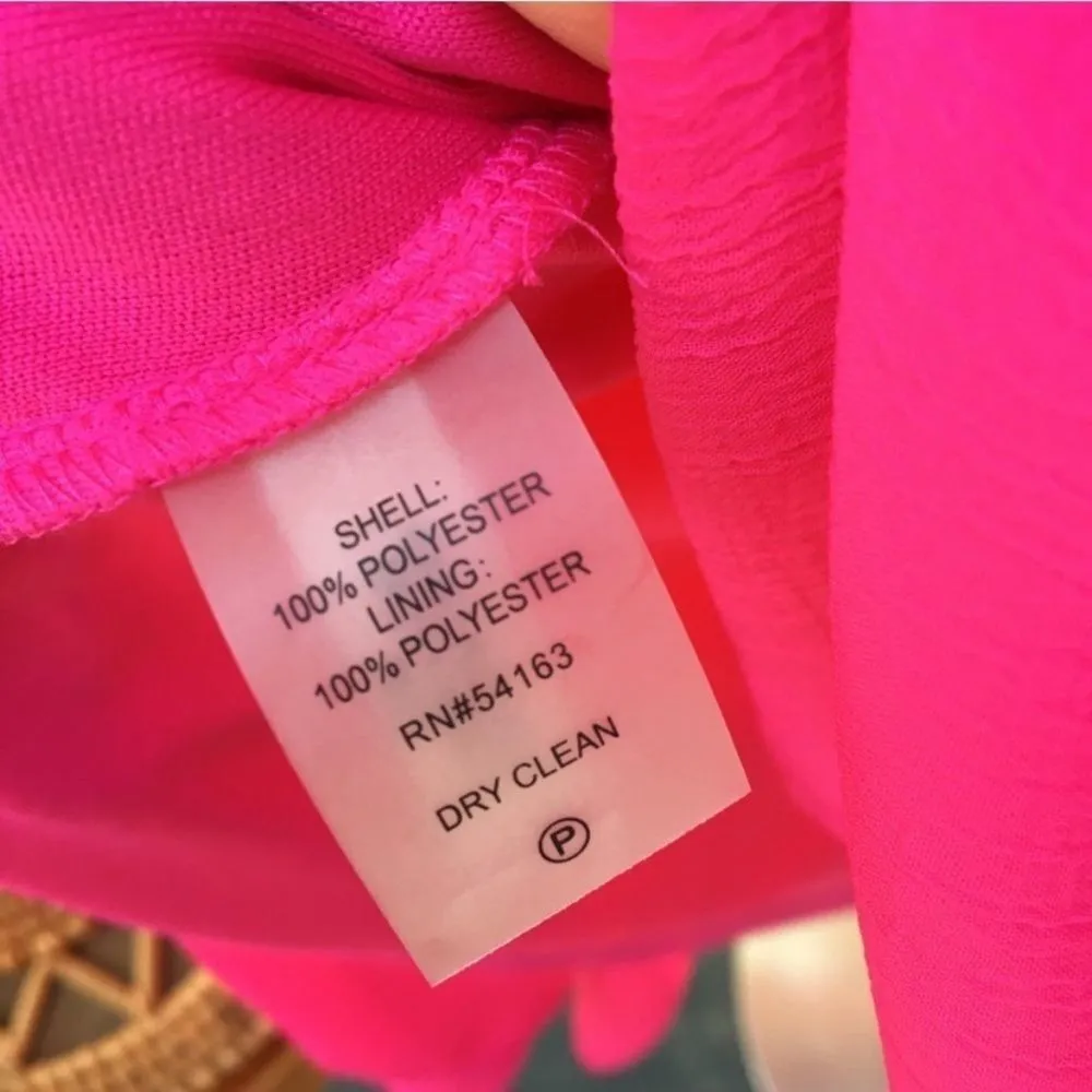 Calvin Klein Pink Chiffon Ruffle High Low Midi Dress - Image 7