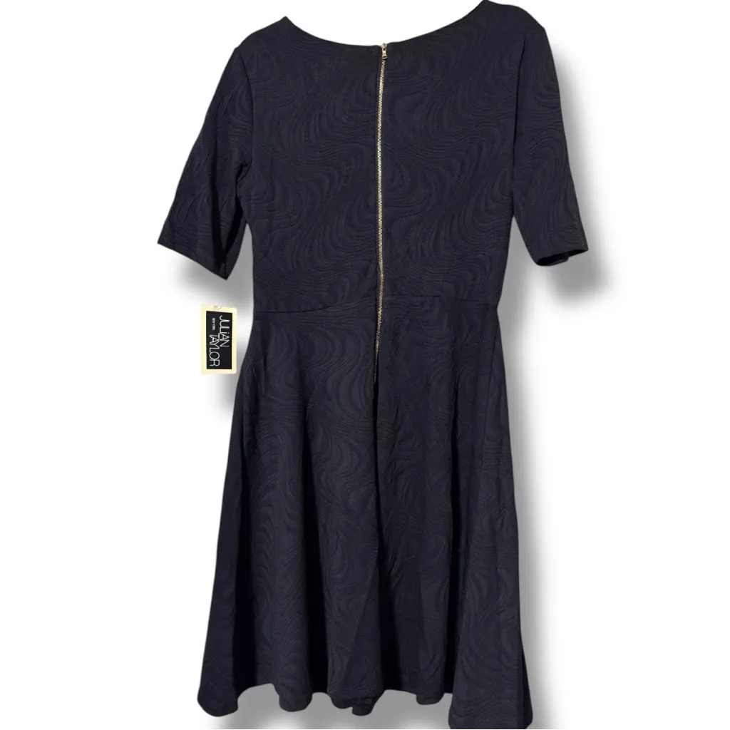 JULIAN TAYLOR women’s size 10 black dress ruched v-neck knee length NWT - Image 4