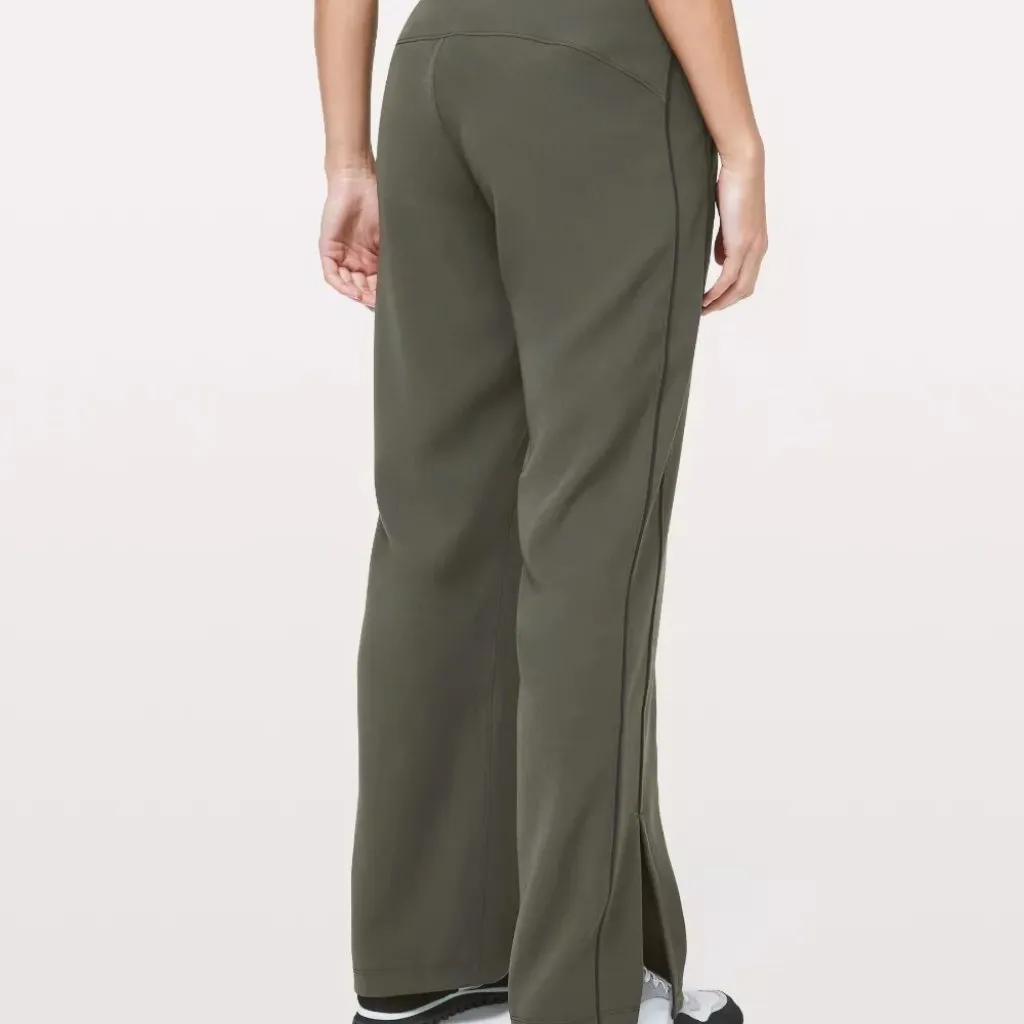 LULULEMON ON THE RIGHT TRACK DEEP GREEN SPLIT HEM PANTS SEE MEASUREMENTS - Image 3