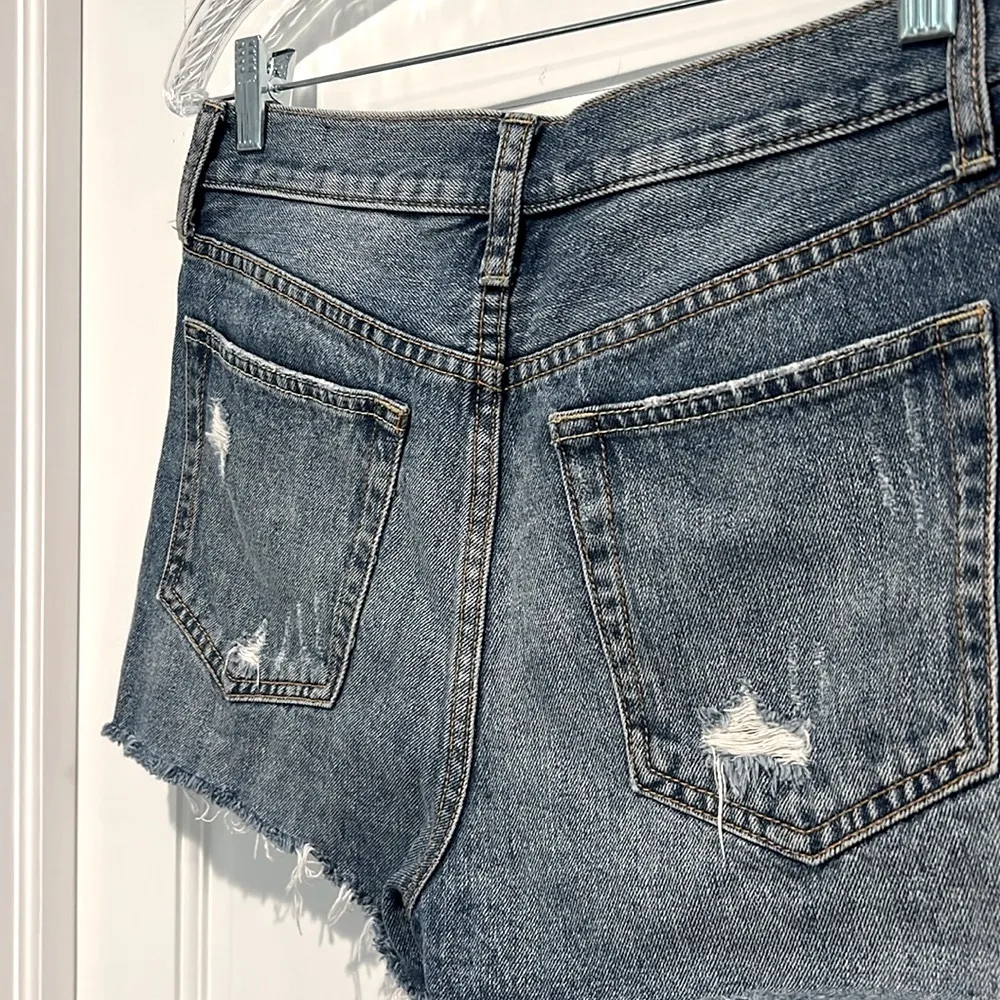 We the Free Denim Shorts Free People Jean Shorts Button Fly Size 28 Mid Rise - Image 4