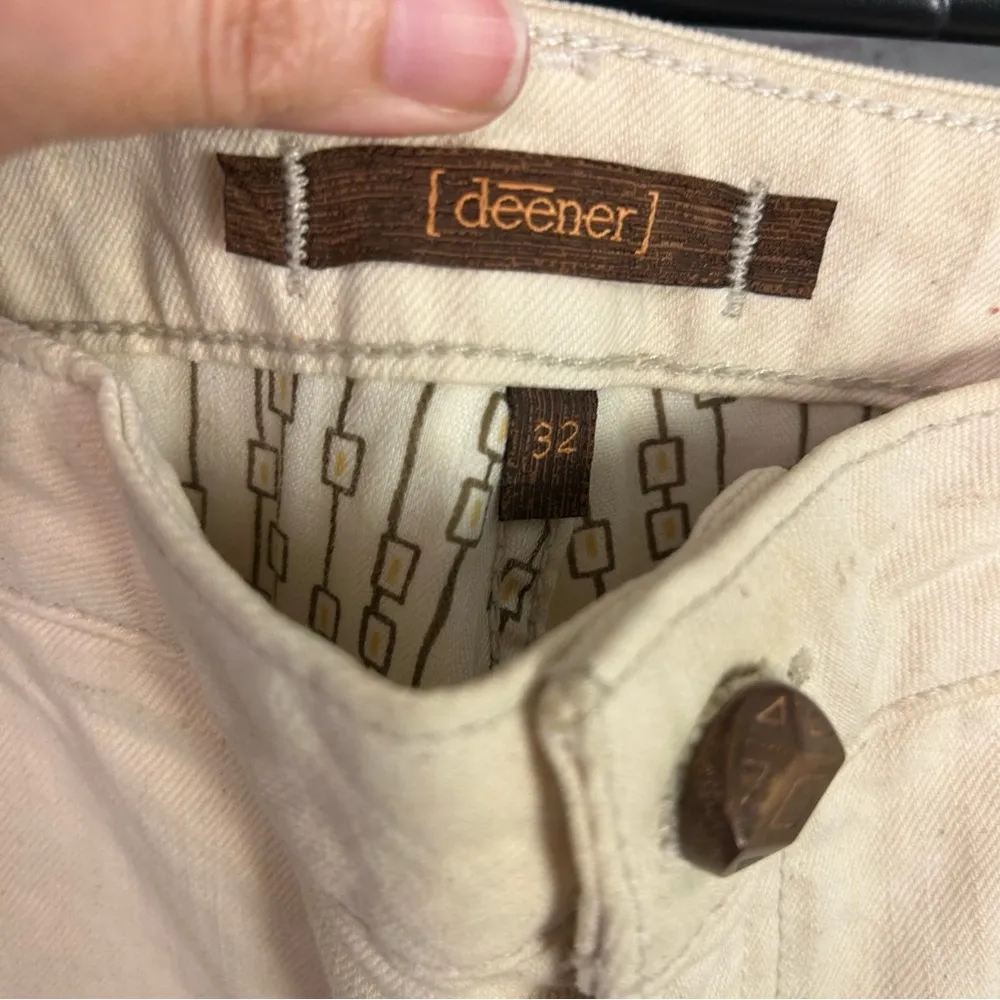 Deener retro neutral beige cropped denim cotton size 32 tomboy preppy Tan - Image 4
