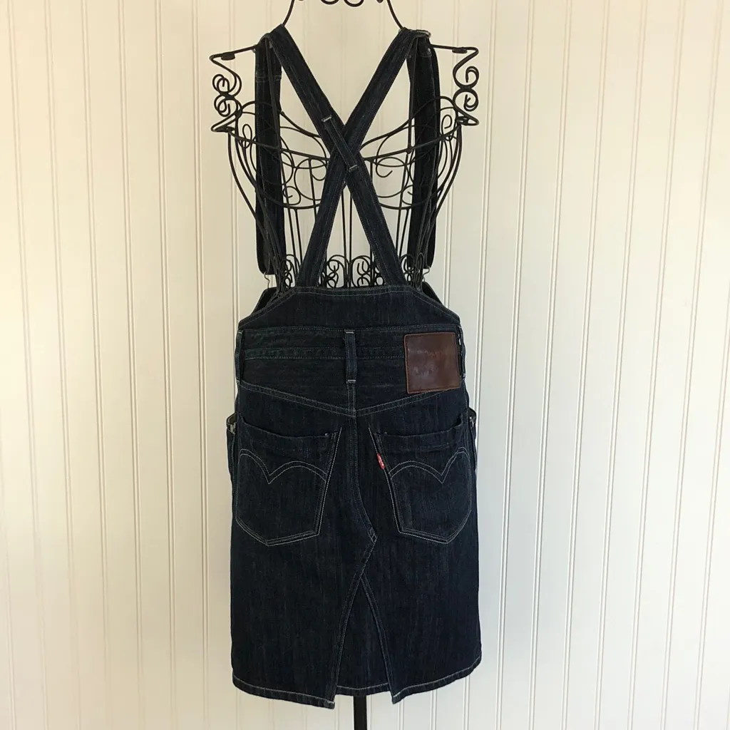 Levi’s Lady Style Blue Denim Suspender Skirt Size XS - Image 2