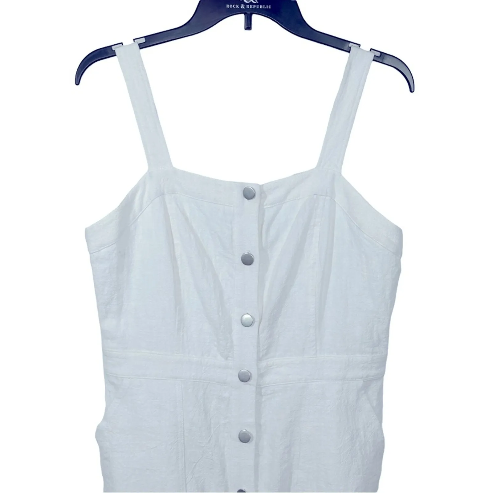 Skies Are Blue Anthropologie Linen Overall Snap Dress Medium NWT - Image 4