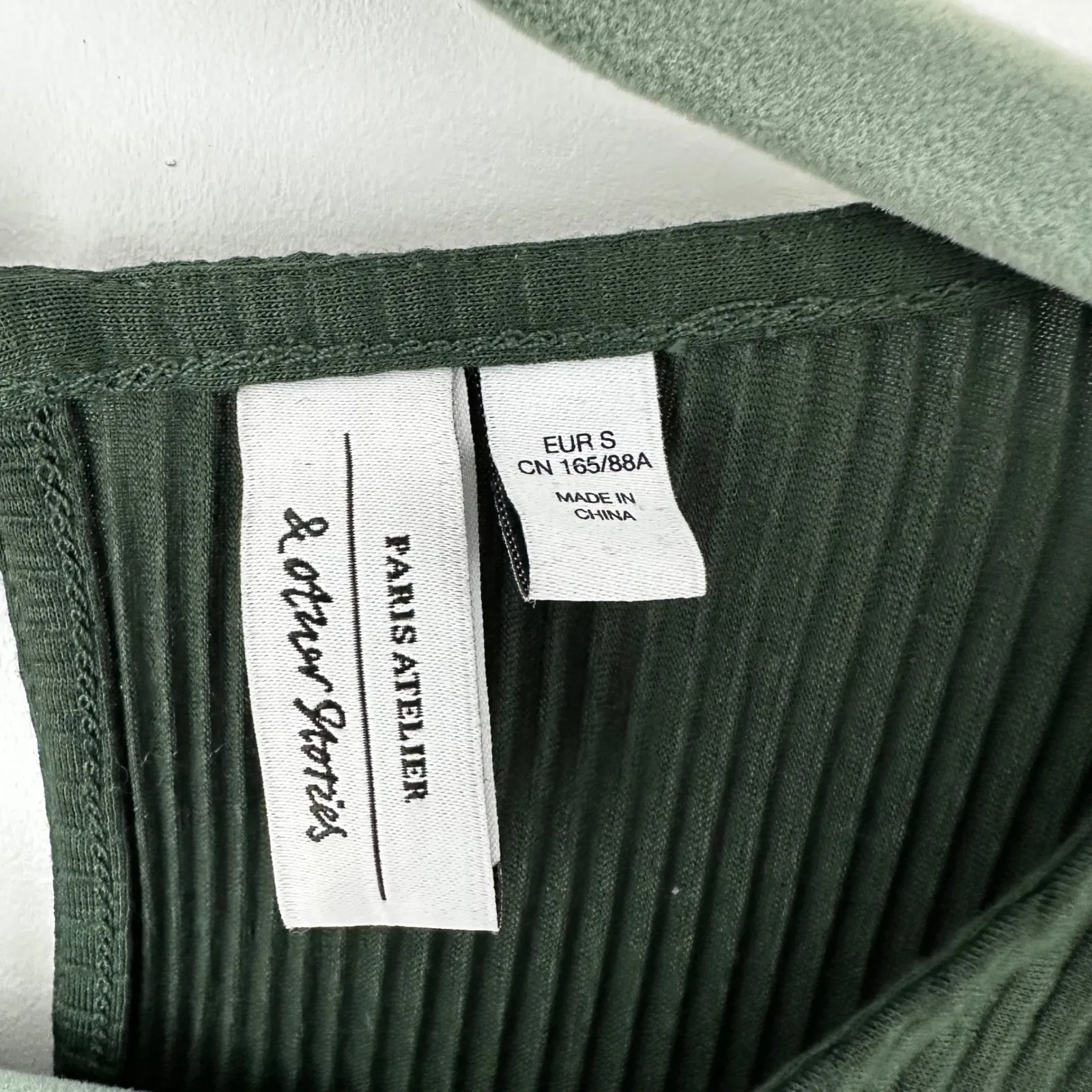 & Other Stories Peplum Top Pleated Balloon Sleeve Blouse Green Size S‎ - Image 4