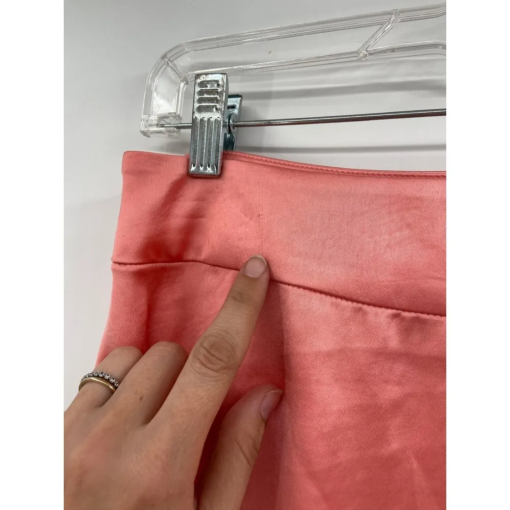 Smythe Rose Pink Asymmetric Satin Ruched Midi Skirt Size 6 - Image 5