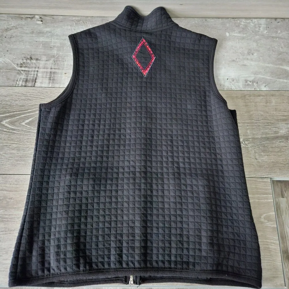 Karen Scott Ohio State Buckeyes Black Quilted Full Zip Vest OSU Patchwork Logo Red Size M - Image 7