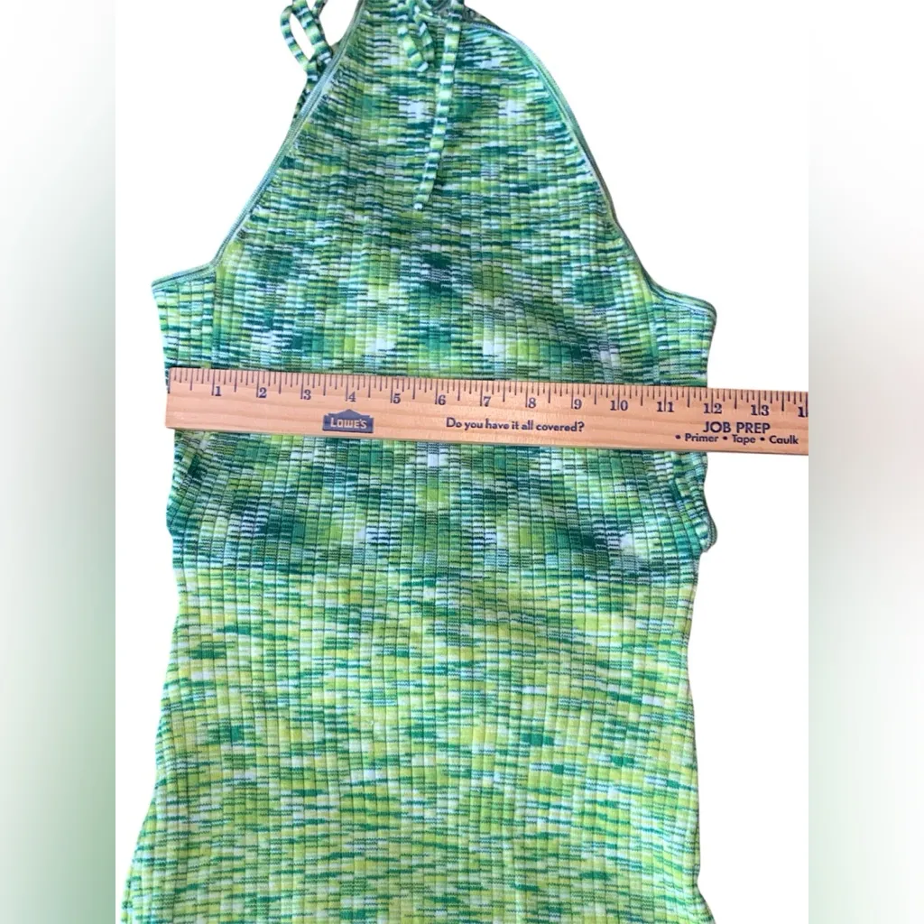 Future Collective With Alani Noelle Midi Halter Tie Neck Knit Sweater Dress XS Green - Image 8
