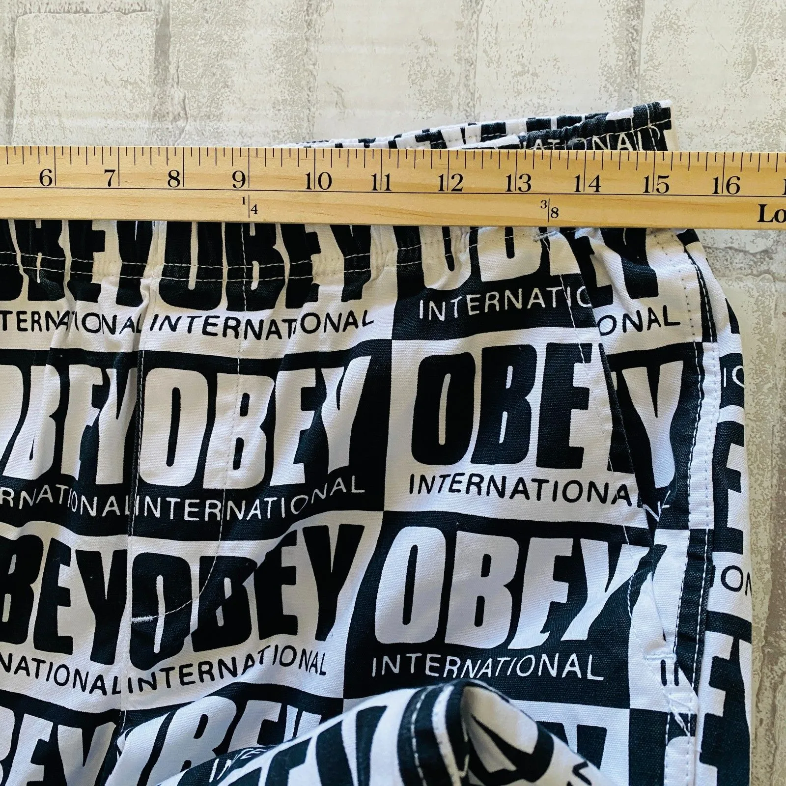 Obey Worldwide Splash Black White Pull On Drawstring Straight Leg Pocket Pant S - Image 7