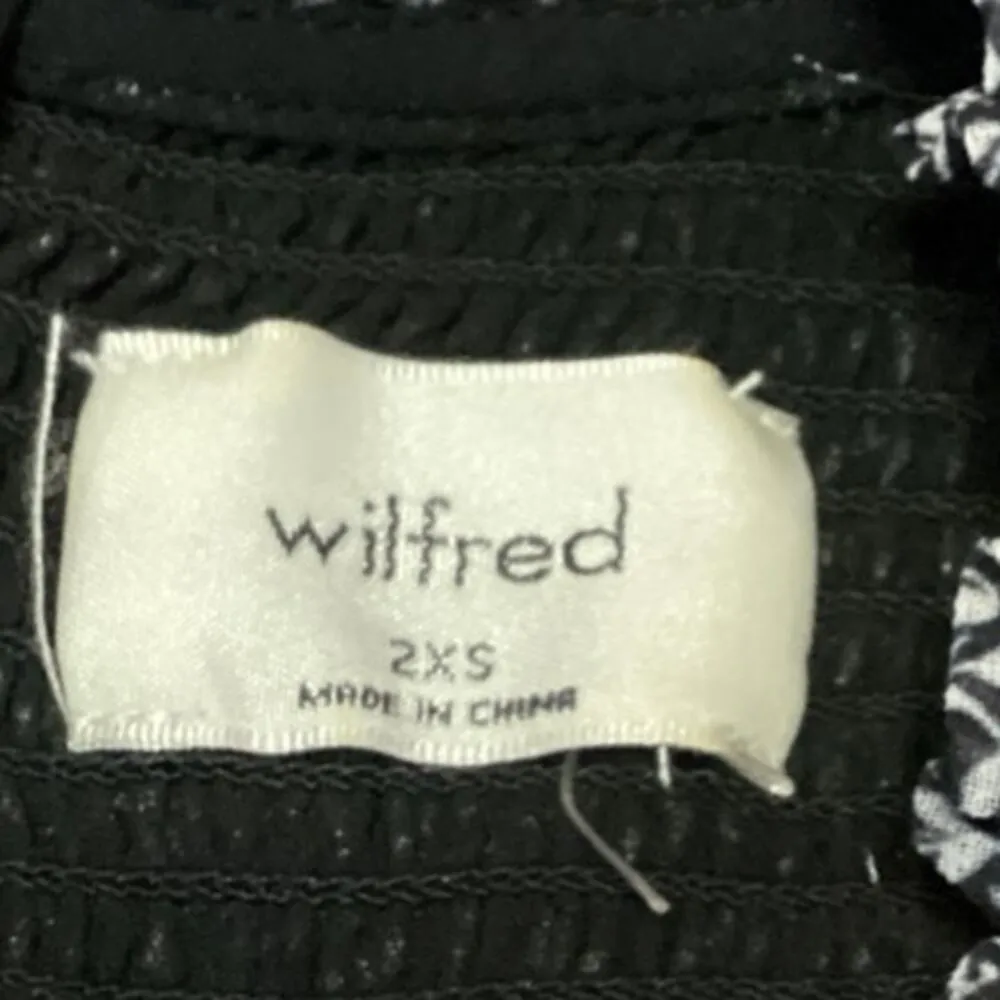 Aritzia Wilfred Tempest Black Floral Smocked Puff Sleeve Crop Top Blouse Sz 2XS - Image 4