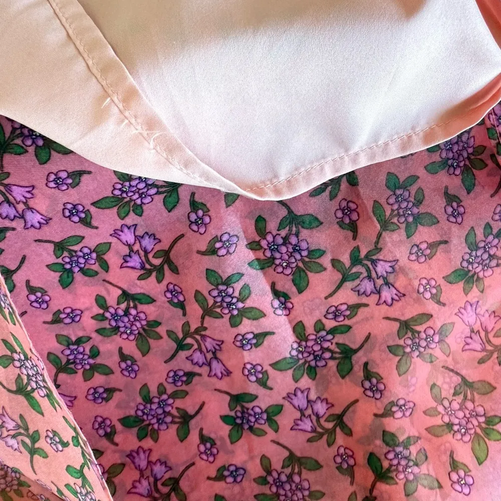 Lost + Wander Venus Rising Coral Floral Maxi Dress luxury short sleeve size L - Image 9