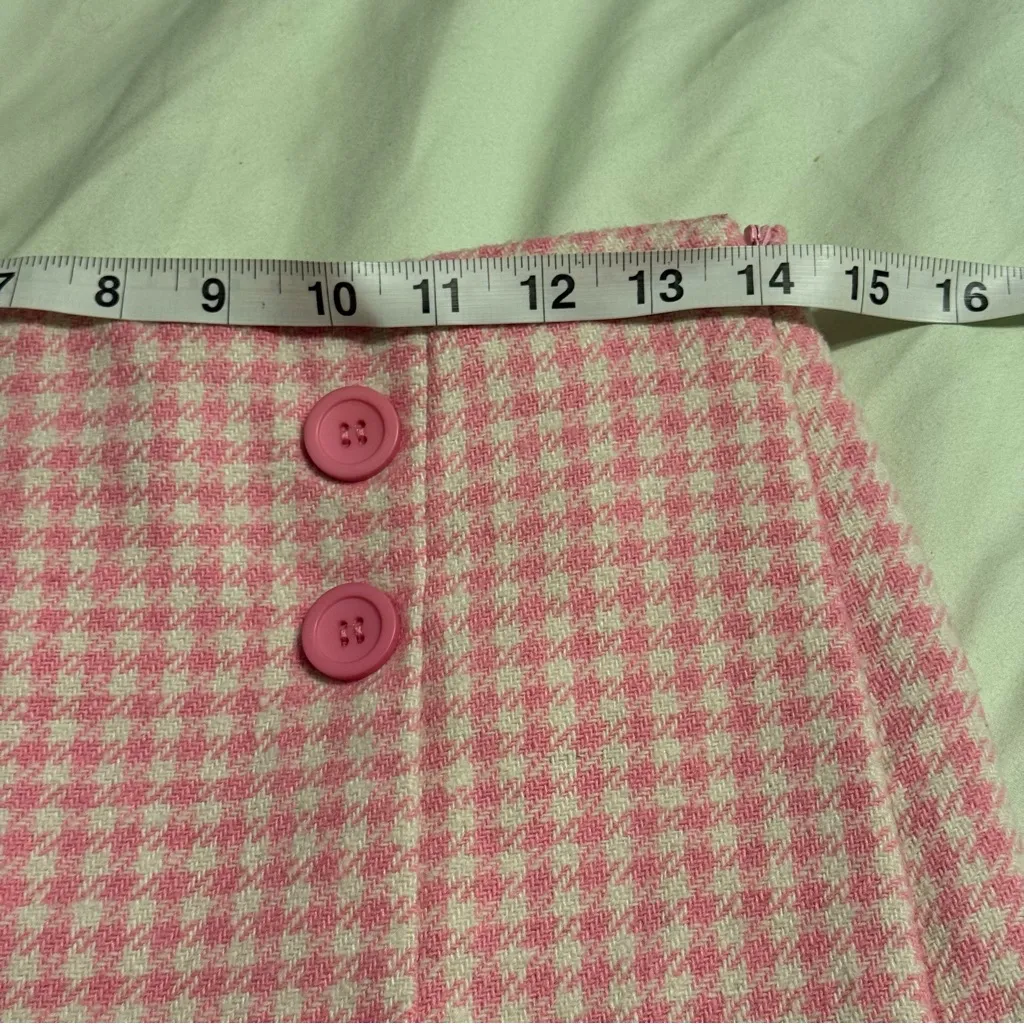 Pink Houndstooth Mini Skort with Buttons M - Image 10