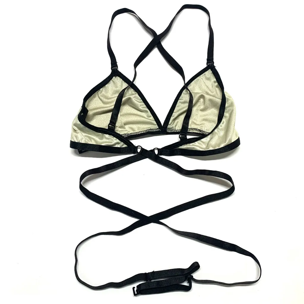 Widow Slinky Spandex Triangle Bralette Bikini Top Black Size XS - Image 9