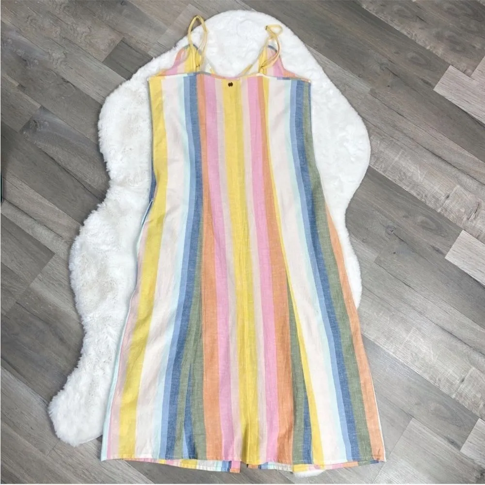 Billabong‎ Lucky Us Striped Sleeveless Midi Dress Pastel Multi Large - Image 10