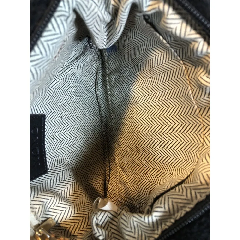 XOXO Furry Wristlet Wallet Pouch Black Sparkly Logo Faux Fur - Image 3