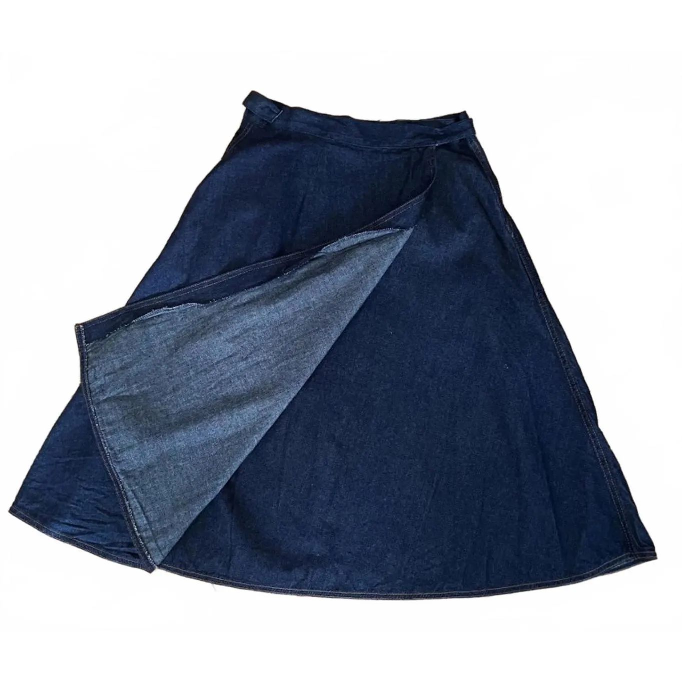 Vintage Sears Womens Navy Blue Wrap Denim Skirt Size 16 Cottage - Image 5