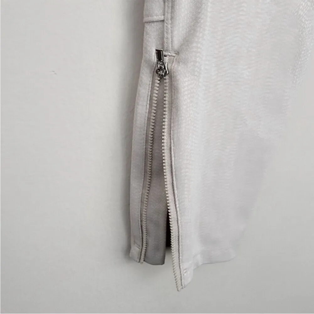 Athleta Delancey Taupe Cream Textured Moto Zip Ankle Tight Leggings Size L - Image 7