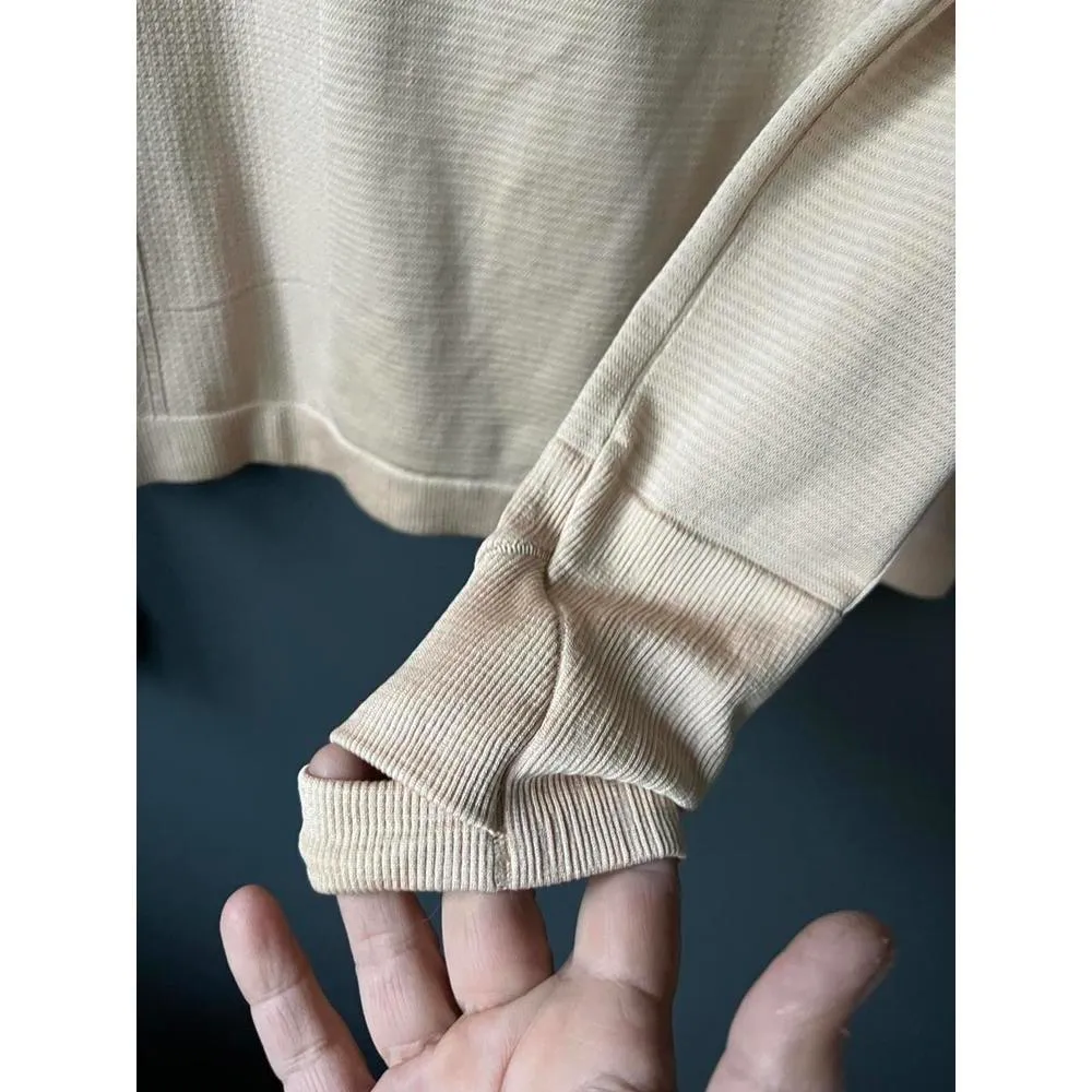 Lululemon 1/2 Zip Long Sleeve Top in Beige Size 6 - Image 3