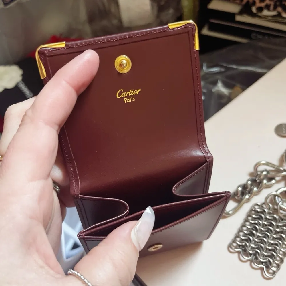 Authentic Cartier Rare Vintage Maroon Coin Pouch / Change Purse - Image 2