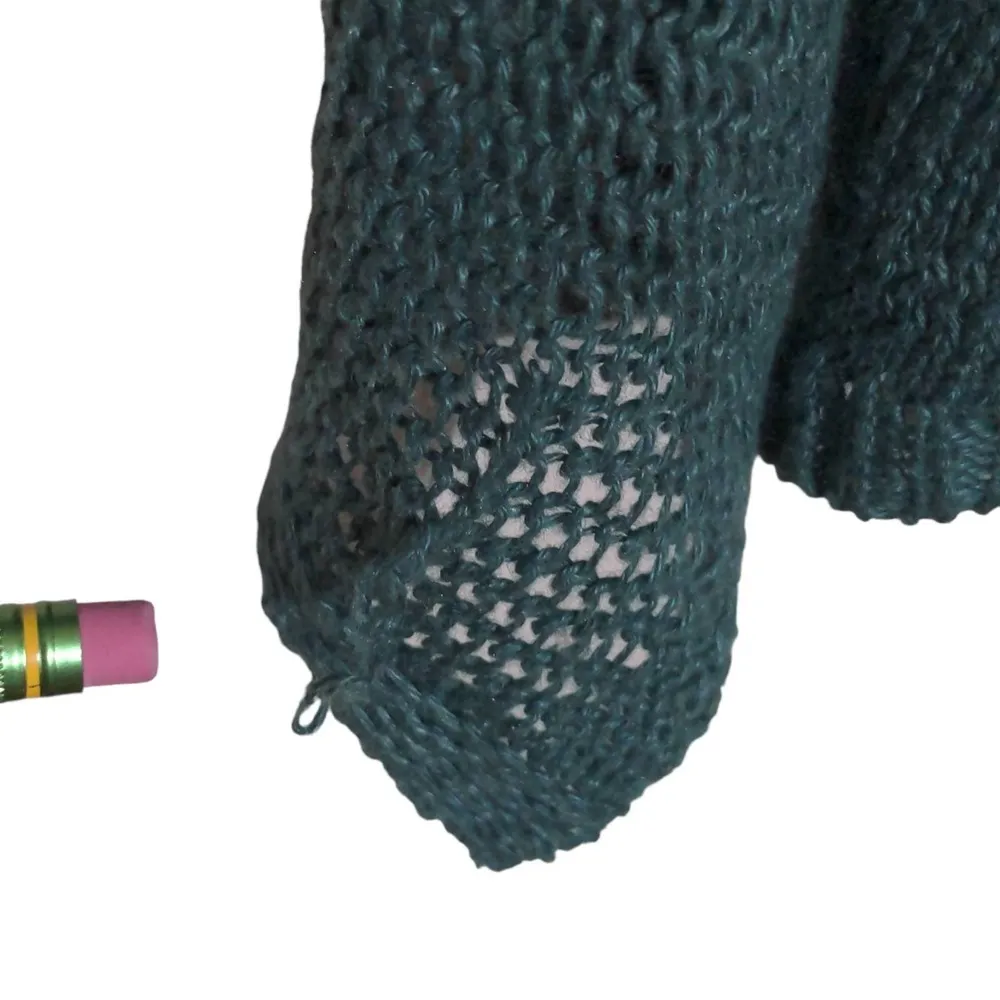 Angel Of The North Womens Cardigan Sweater Green Linen 3/4 Sleeve Petite MP Size undefined - Image 4