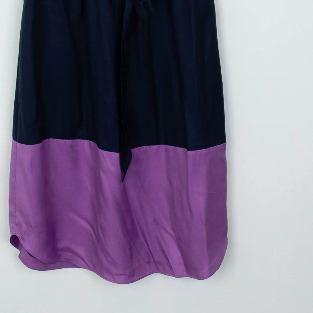 Boden Womens Silk Blend Colorblock Midi Dress Size 6L Navy Belted Casual Work Blue - Image 3