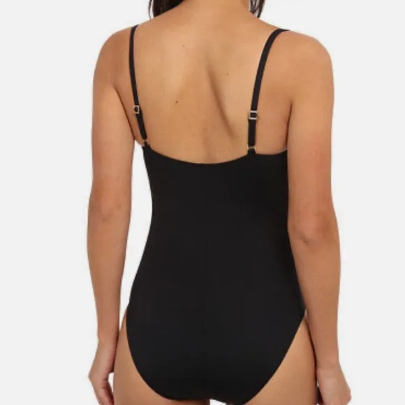 LA BLANCA‎ CORE SOLIDS SWEETHEART ONE PIECE SWIMSUIT BANDEAU BLACK SZ S 4 $119 - Image 3
