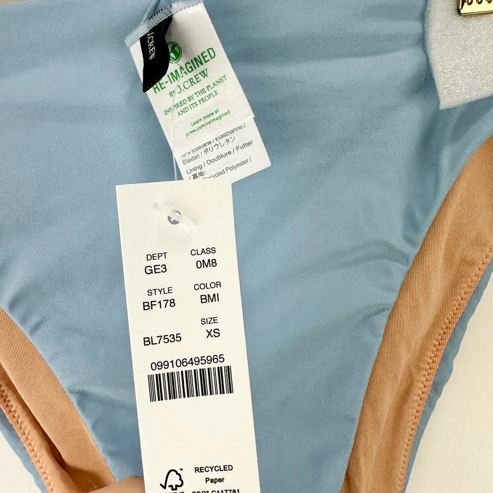 J.Crew High Rise Bikini Bottom Coastal Light Blue Beach Resortwear XS NWT - Image 7