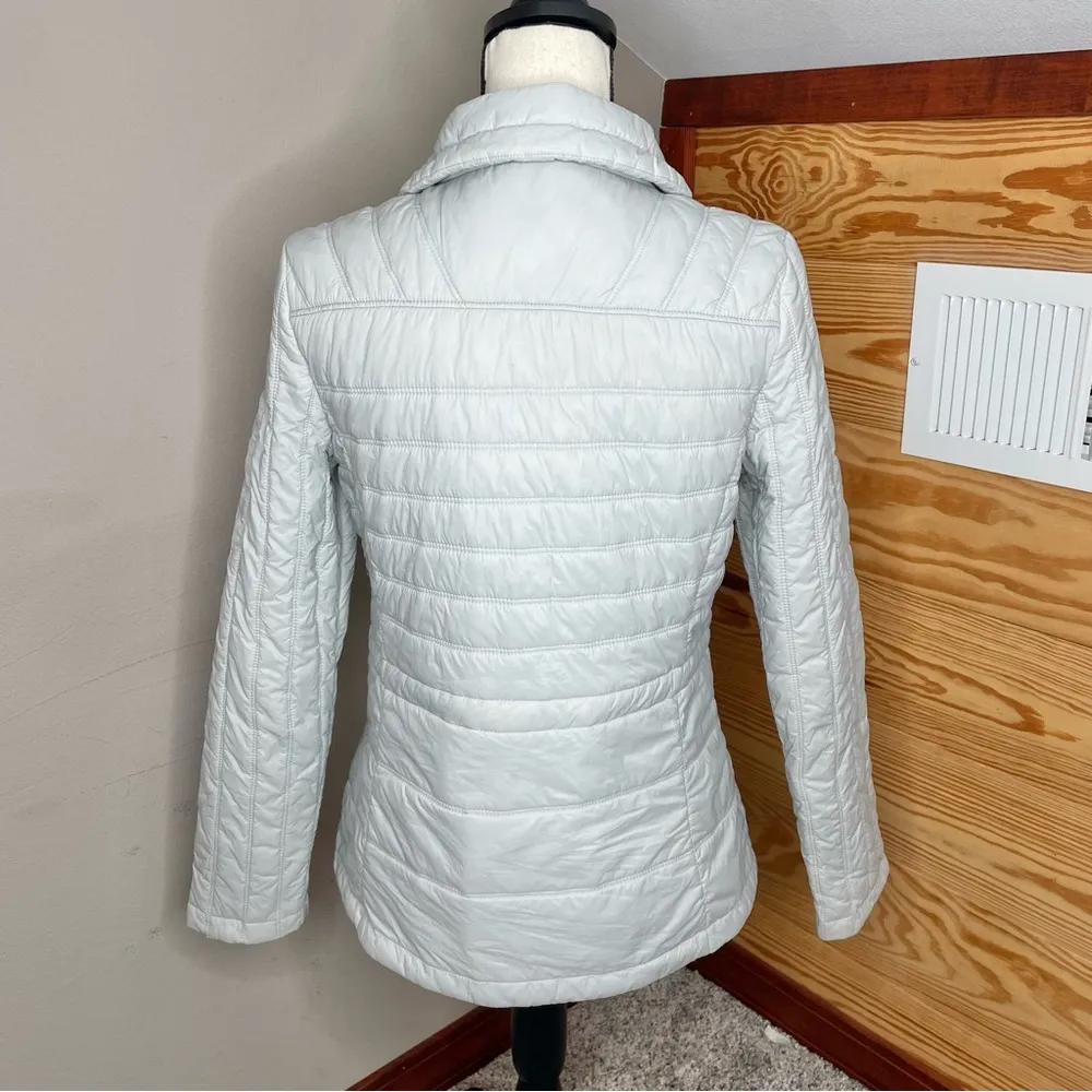 Guess Light Gray Full Zip Collared Puffer Jacket Small Winter Outerwear - Image 3