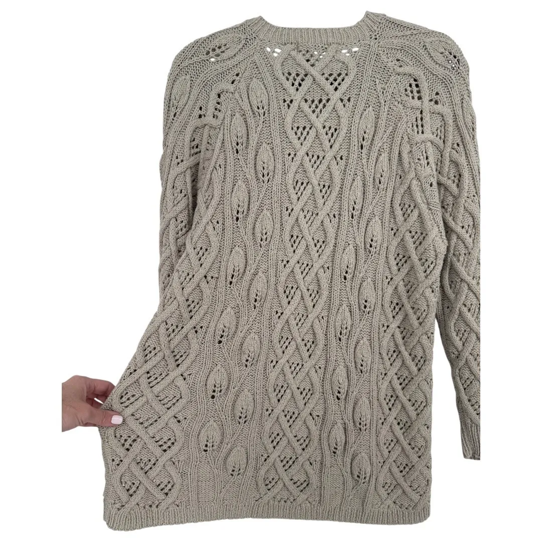 Alfred Sung Sport Vintage Cable‎ Knit Fisherman Crew Neck Sweater Size Small - Image 9