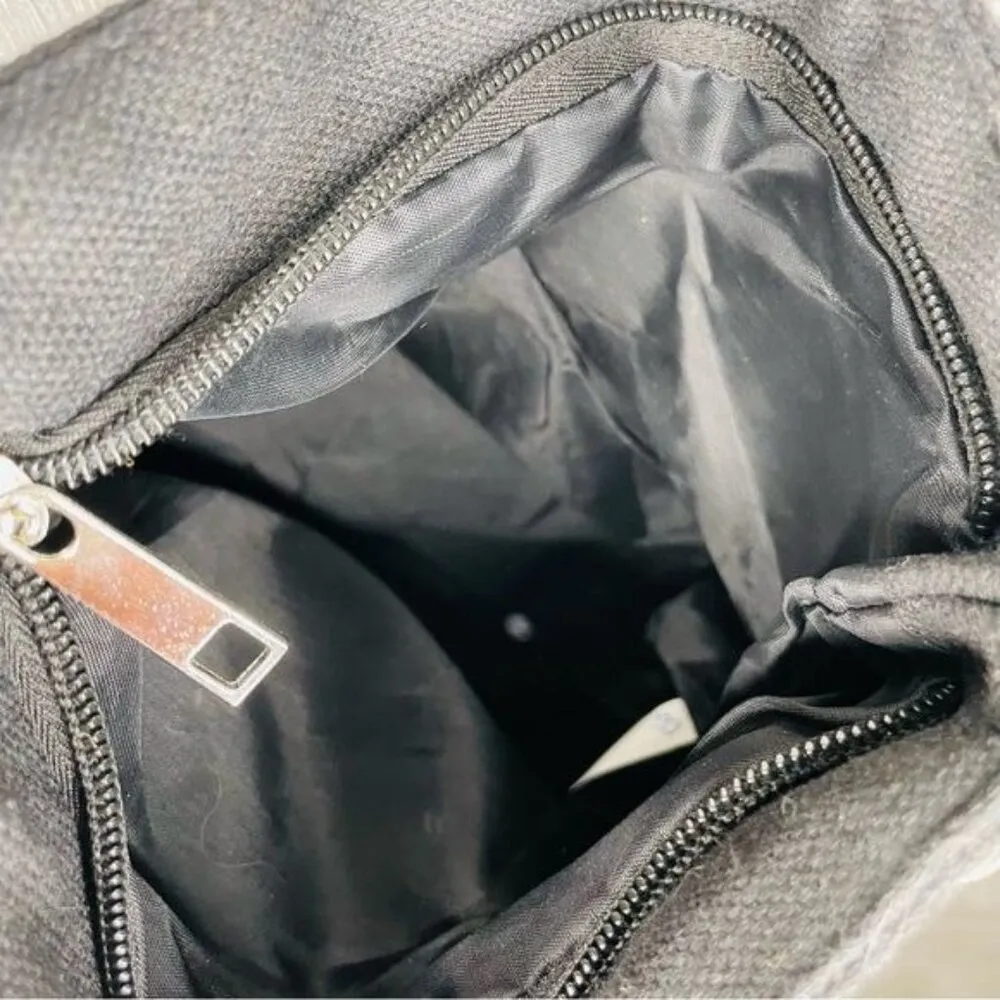 Cute panda bear cross body bag purse cloth with long strap and heart Black - Image 3