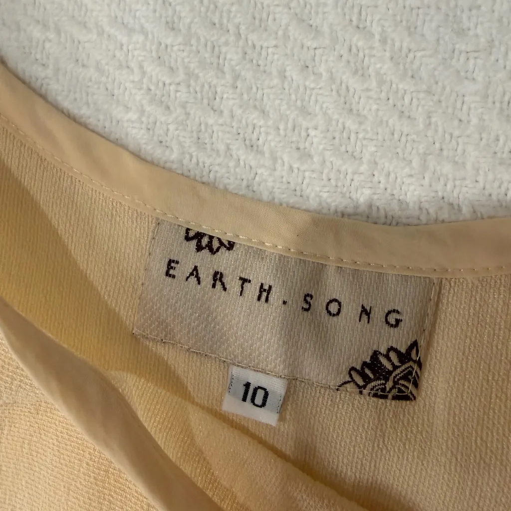 Earth Song Butter Yellow Cottagecore Granola Shift Maxi Dress Size 10 FLAW - Image 7