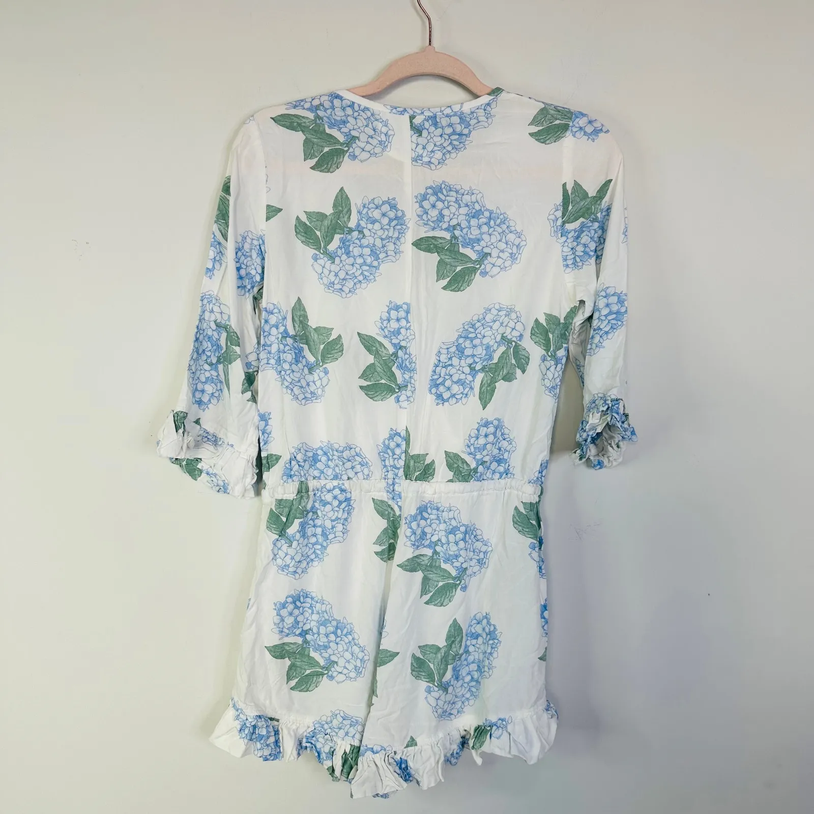 Piyama Hydrangea Blue Bridesmaid Harper Pajama Romper Size Small - Image 5
