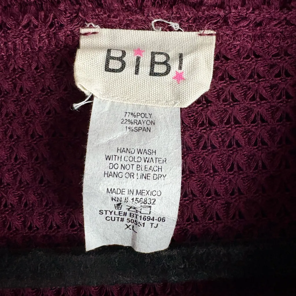 BiBi Maroon Cowl Neck Sweater Red Size XL - Image 3