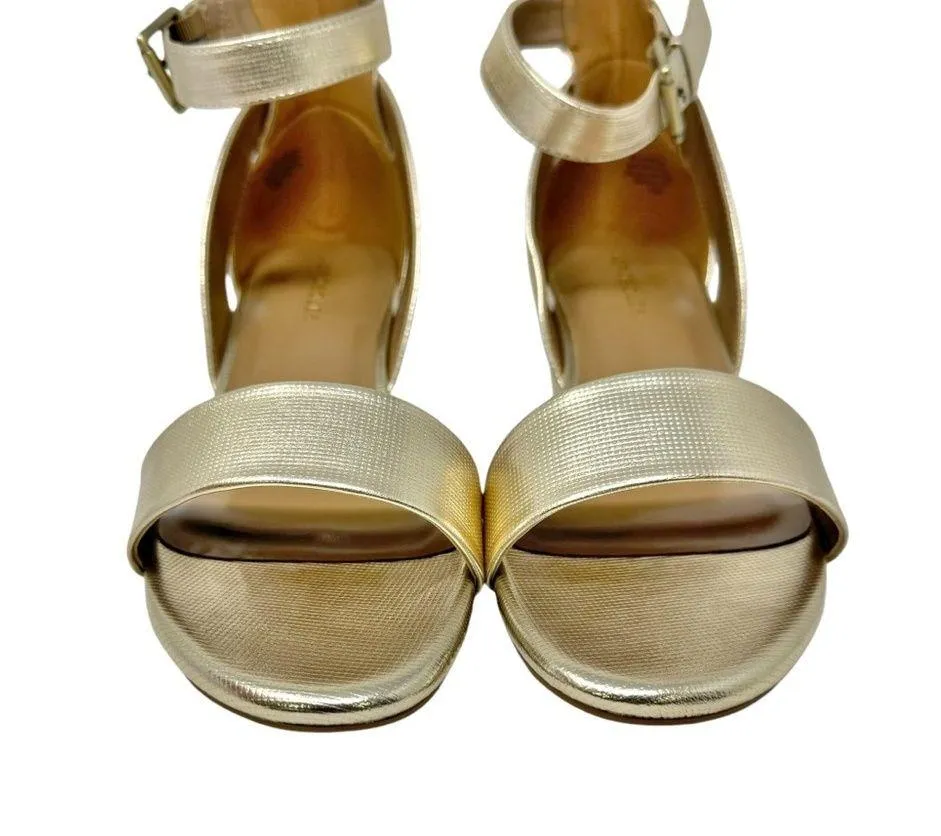 Aerosoles New Willowbrook Wedges Sandals Gold Metallic Holiday Party Size 12 - Image 6