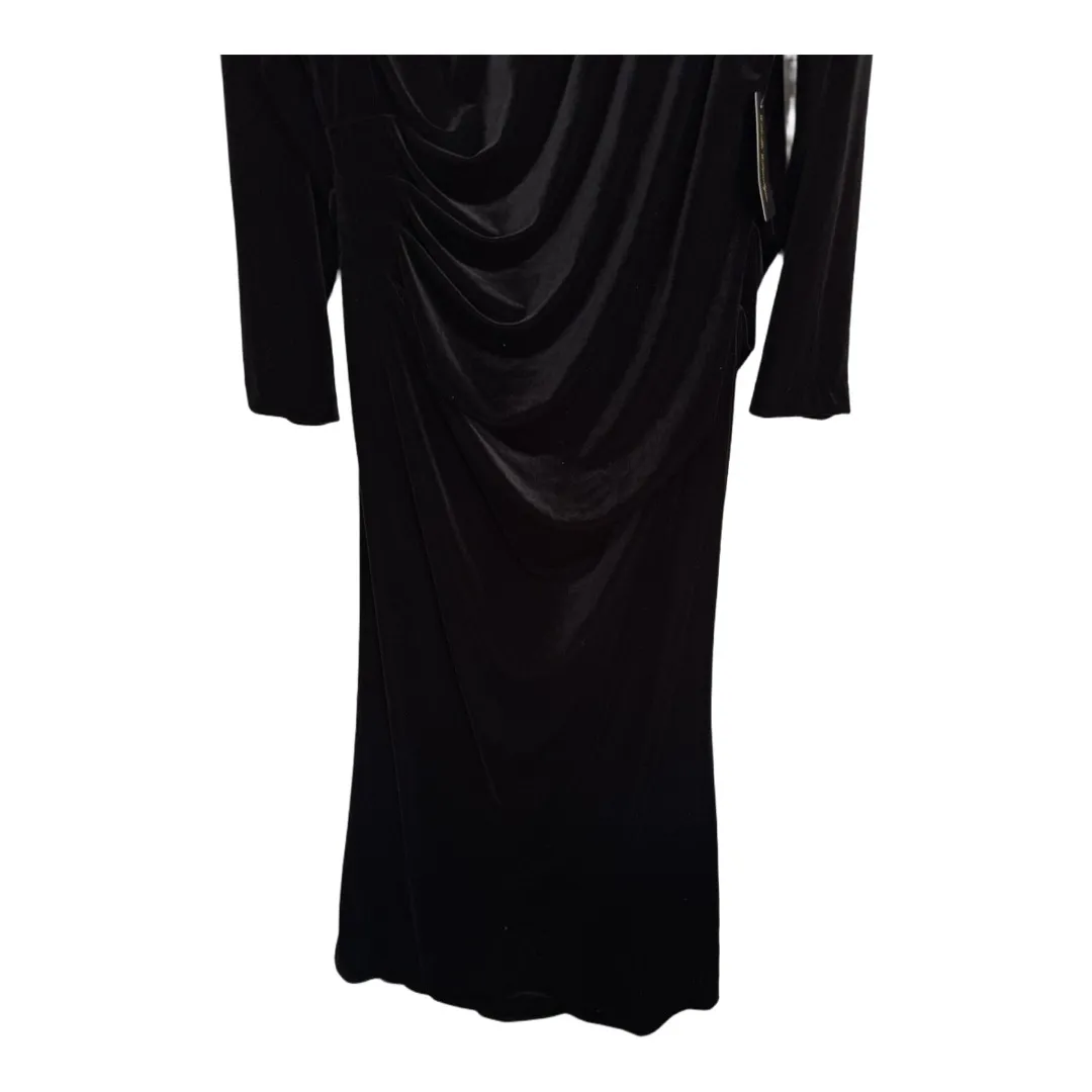 Vince Camuto Black Draped Long VNeck Velvet Dress NWOT Size 18W - Image 3