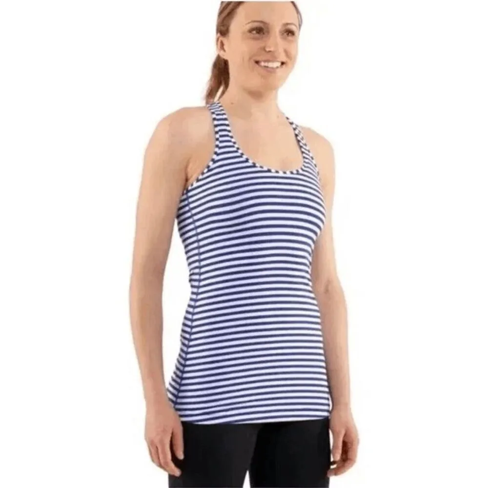 Lululemon Blue White Striped Cool Racerback Tank Top Lightweight Small - Image 6