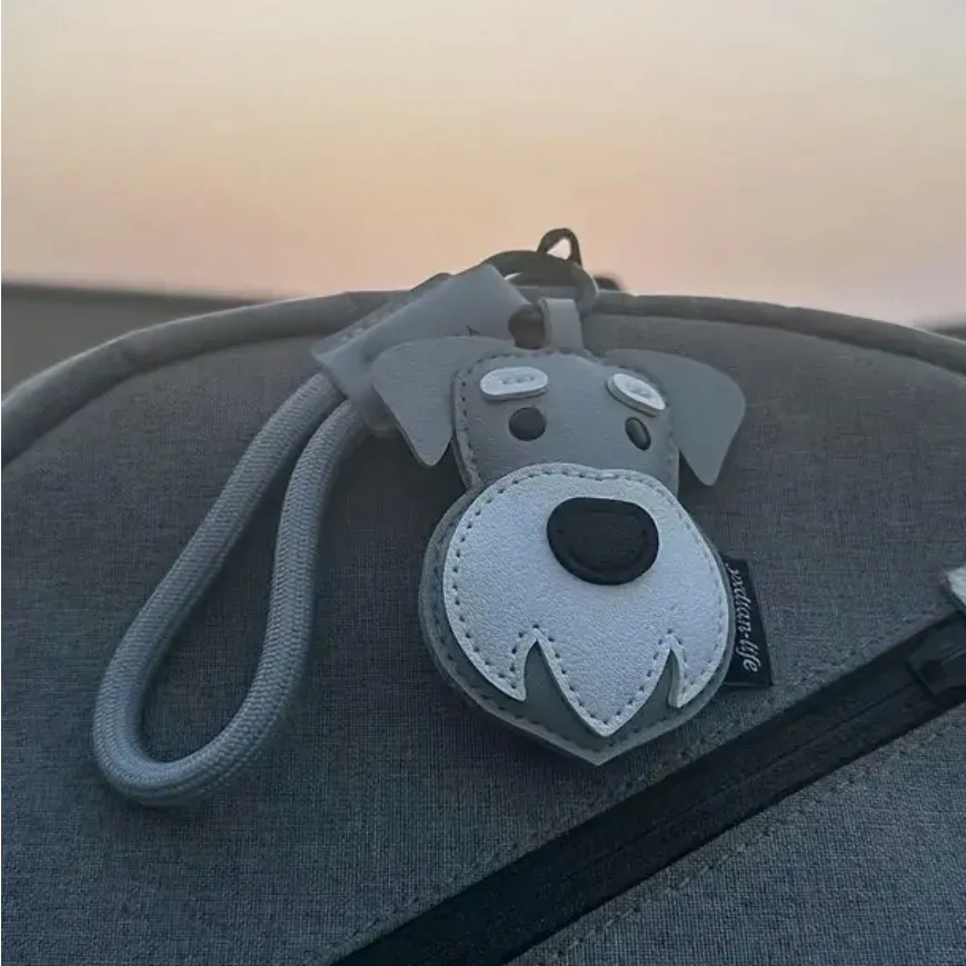 Gray Schnauzer Dog Bag Charm / Keychain – Faux Leather – Super Cute! - Image 3