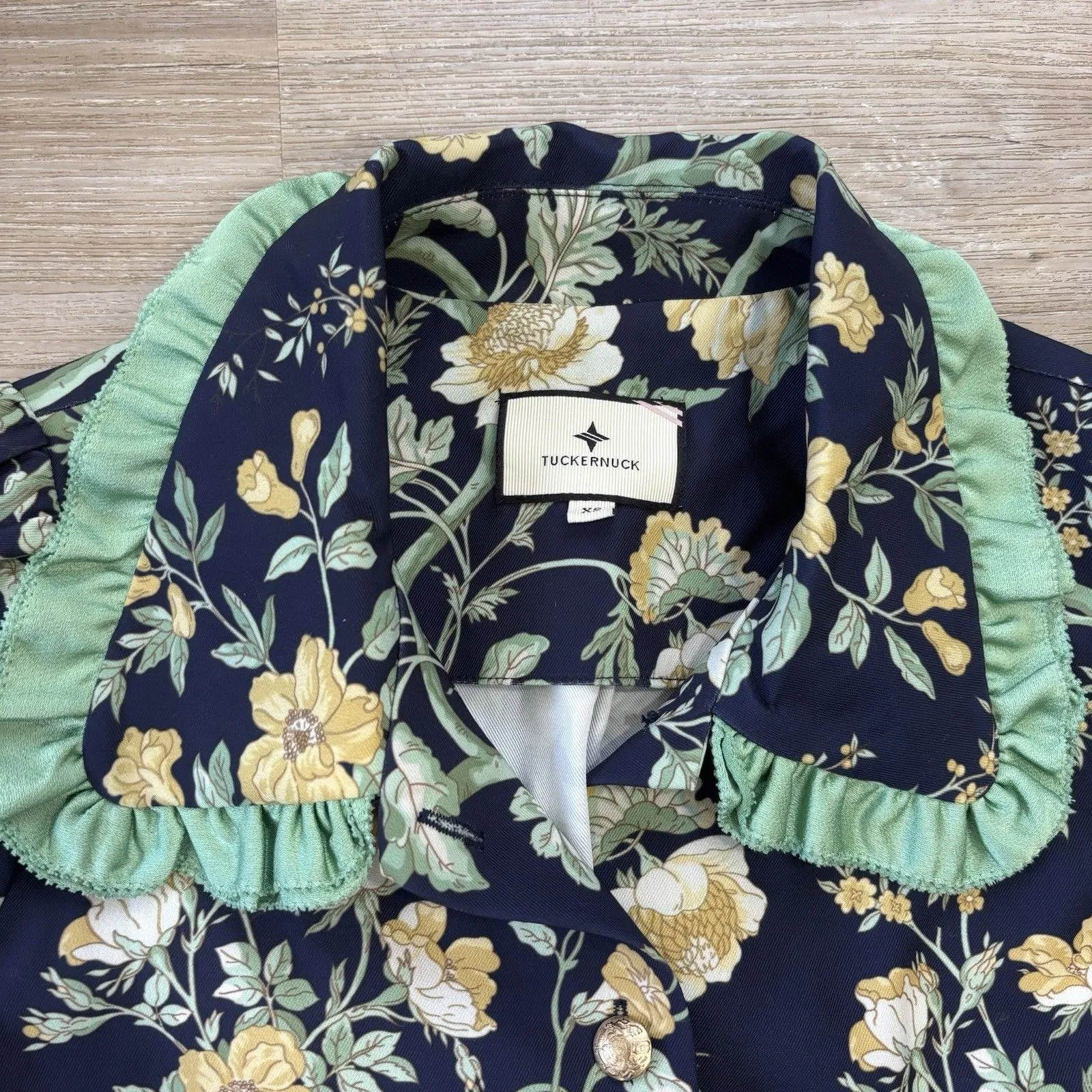 Tuckernuck Dress Womens Size XS Mini Short Sleeve Night Bloom Twiggy Chic - Image 2