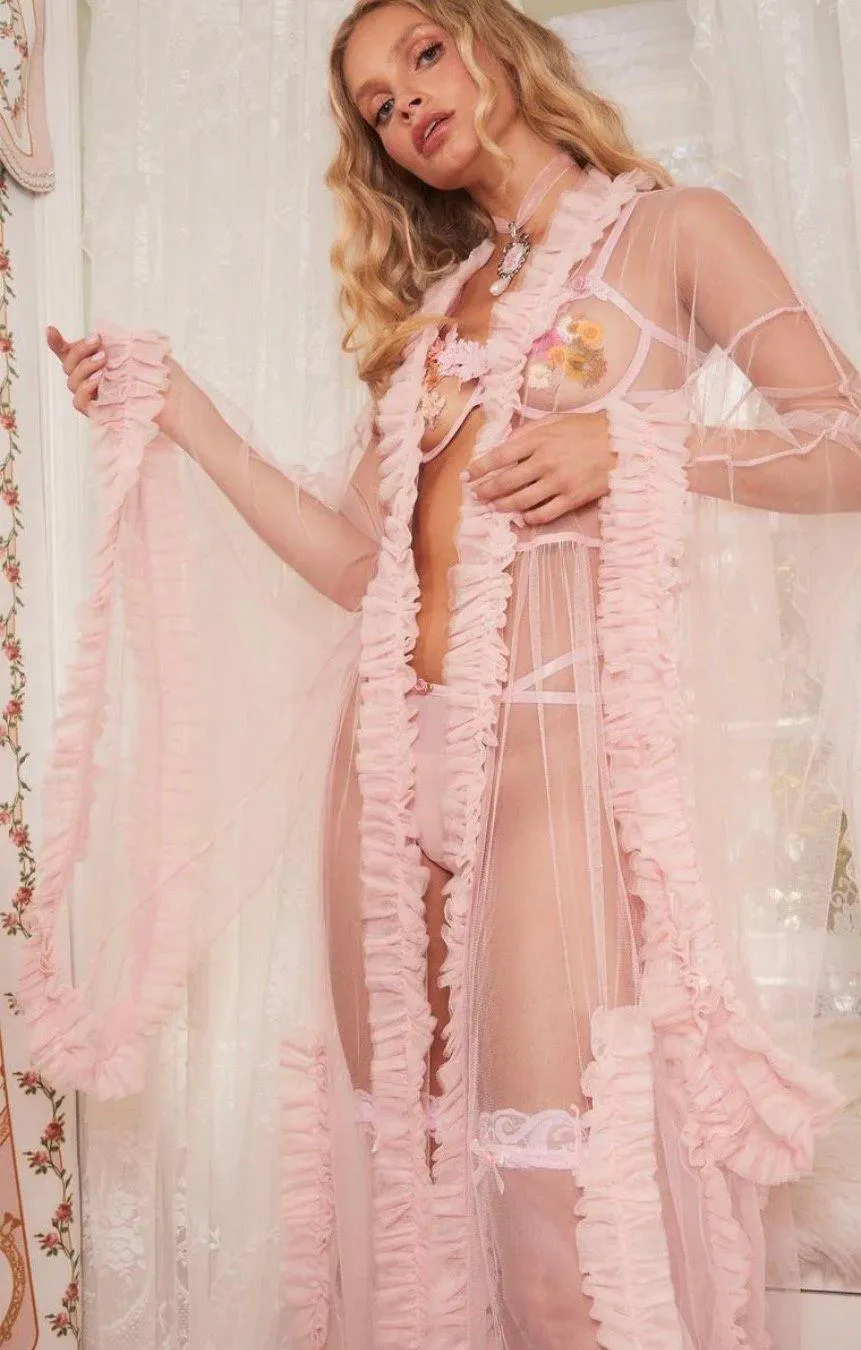 Dolls Kill Sugar Thrillz Pink Sheer Robe - Image 6