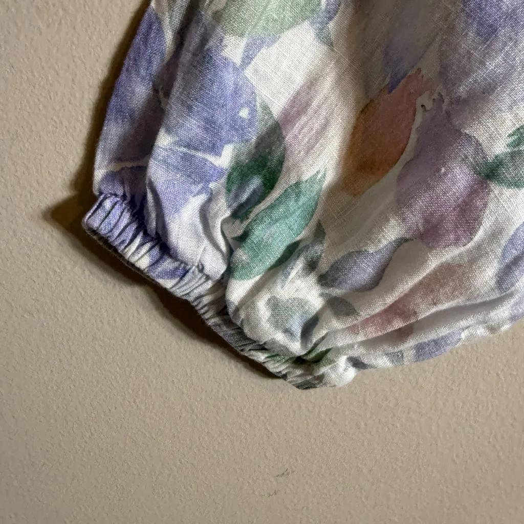 Bella Dahl Floral Print Linen Button Up Blouse Top Womens Medium Pastel Colorful - Image 13