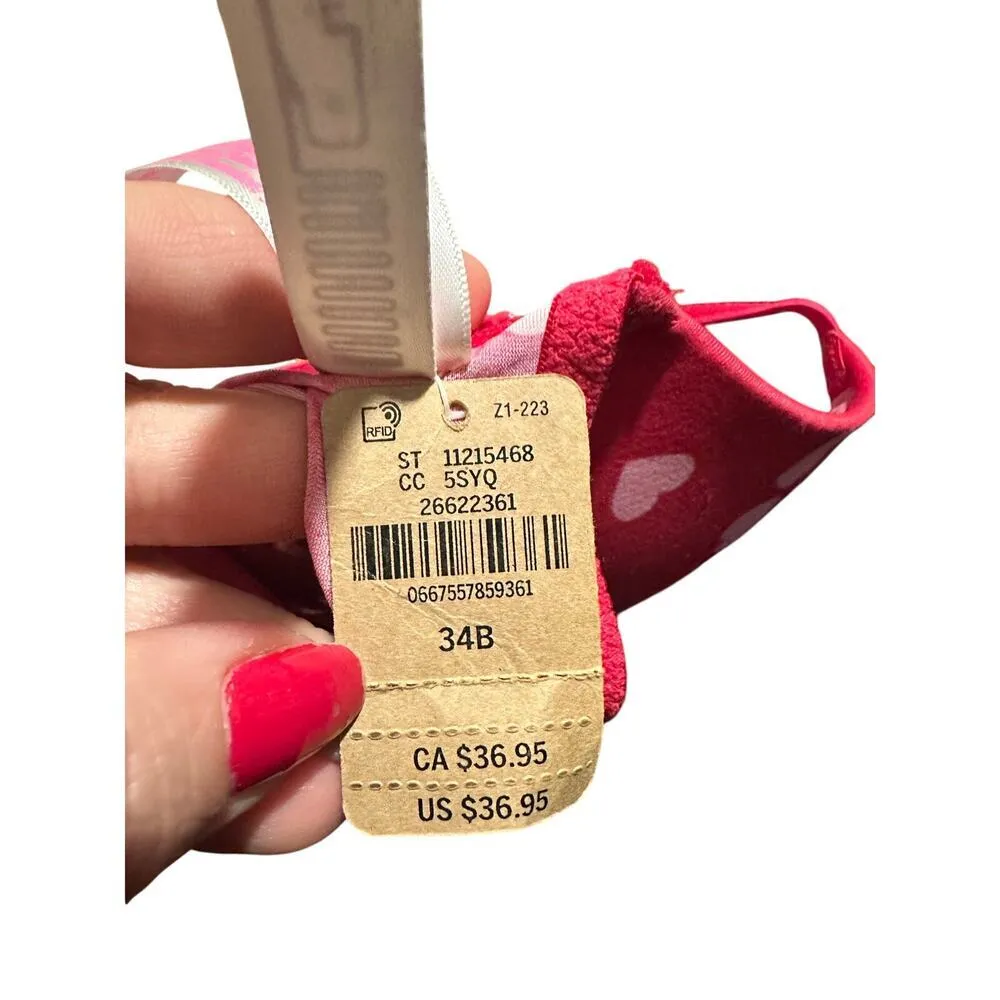 Victoria Secret Sexy Push up Bra red with hearts 34B - Image 4