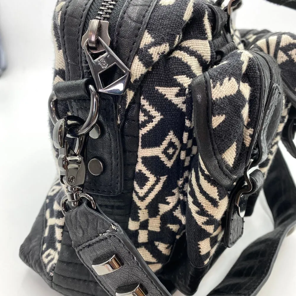 Brachfeld Parlaghy Carla Satchel Leather Jacquard Black Geometric Printed Bag - Image 6