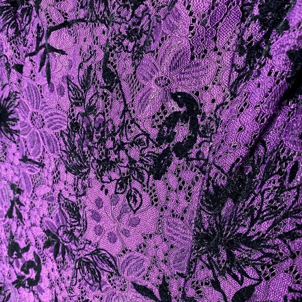 Danny & Nicole Floral Lace Velvet Fit & Flare Dress Purple Black Halloween 8 - Image 7
