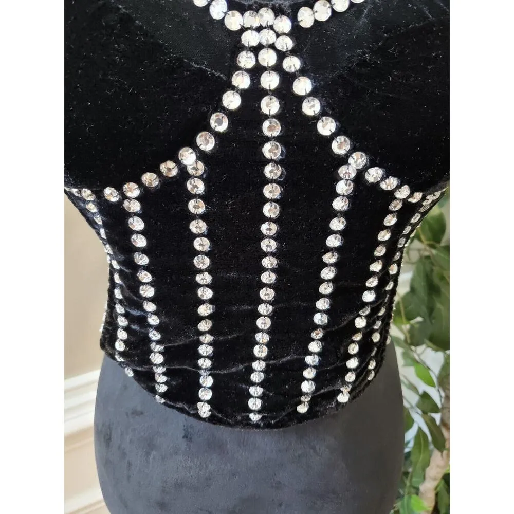 Starlet Rhinestone Corset Black Polyester Sweetheart Neck Party Wear Casual Top Size 8 - Image 4
