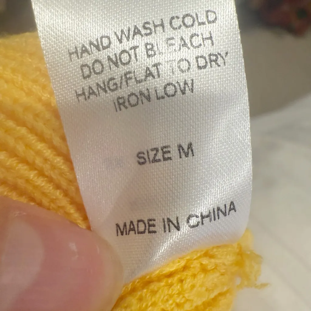 VICI Ribbed Knit Sweater size Medium Yellow Drop Shoulder Crewneck Oversized - Image 5