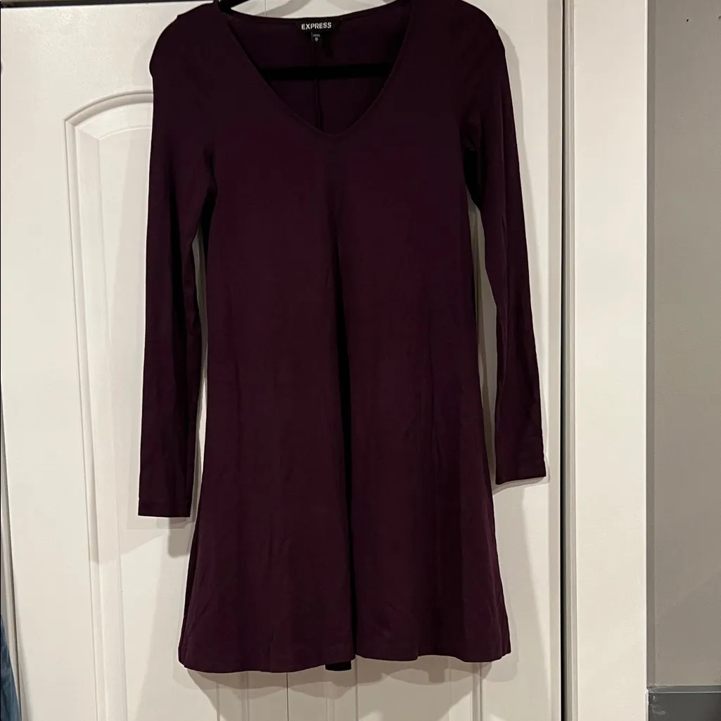 EXPRESS  Deep Purple Long‎ Sleeve Dress - Image 2