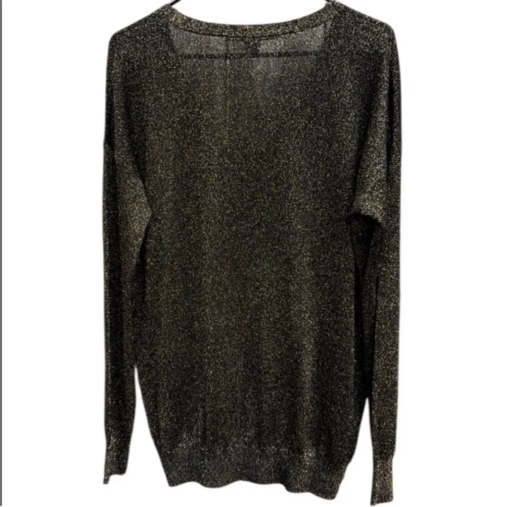EUC Diane Von Furstenberg Ania Bis Metallic Sweater Black Gold Size M - Image 8