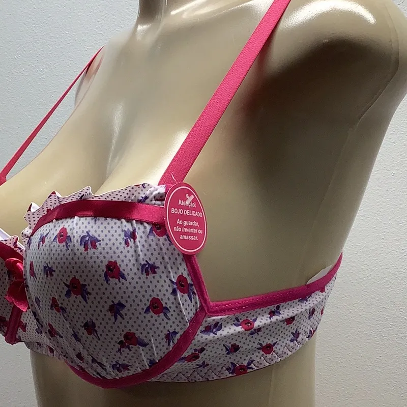 Massam Size Medium Floral Padded Underwire Bra. Made in Brazil. New with Tags White - Image 3