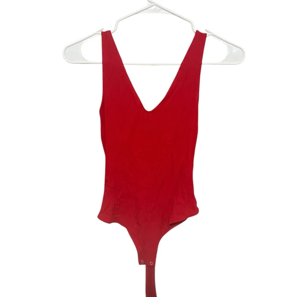 Garage Bold Red Ribbed Bodysuit - Image 4