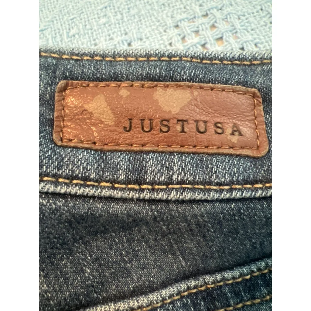 JustUSA Just USA Blue Skinny Jeans Denim Raw Hem Ankle Size 2P 26P READ - Image 4