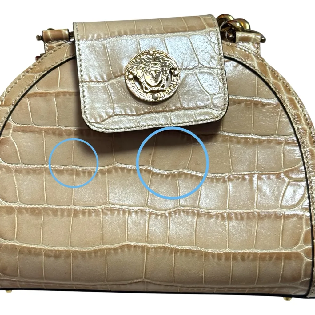 Versace AUTHENTIC Vintage  Tan Leather Mini Purse Gold Hardware Capsule Quality - Image 9